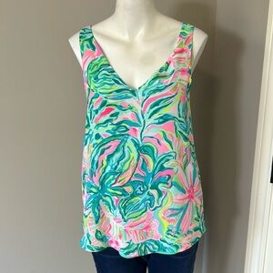 Lilly Pulitzer Florin Reversible Tank Top One In A Melon Green Pink Sz XS